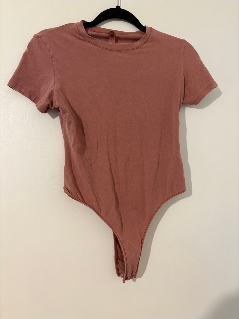 Short Sleeve One-Piece Bodysuit in Dusty Rose